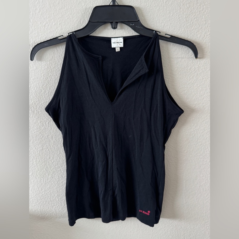 Calvin Klein Jeans Black V-Neck Tank Top